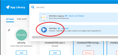 adding wevideo in webdesk app library 